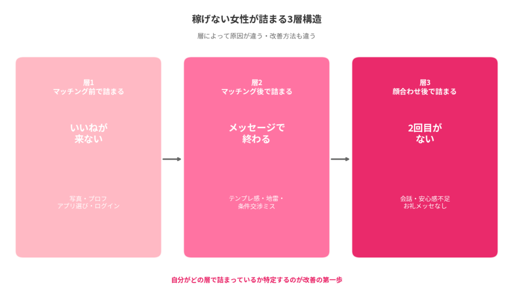 稼げない女性が詰まる3層構造