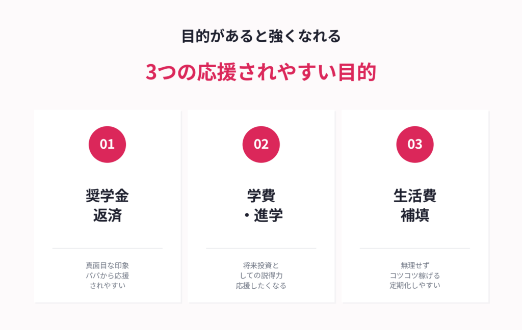 パパから応援されやすい3つの目的